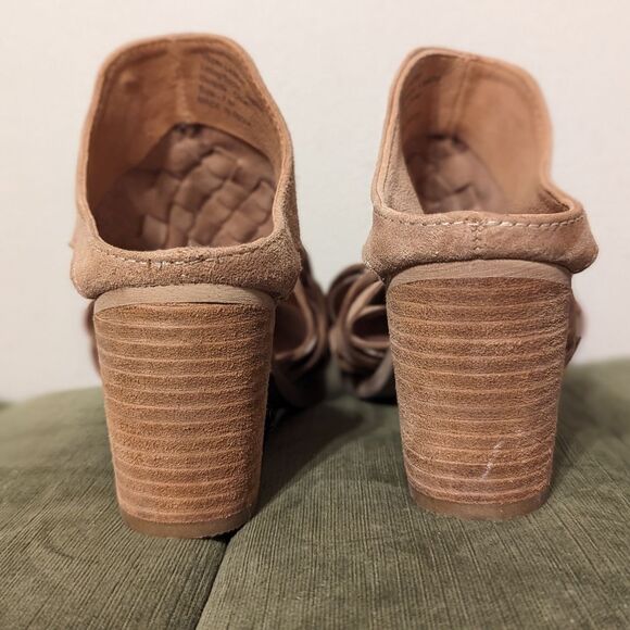 NWOT Rebels Levi Suede Cutout Block Heel Mules Tan - Picture 4 of 10